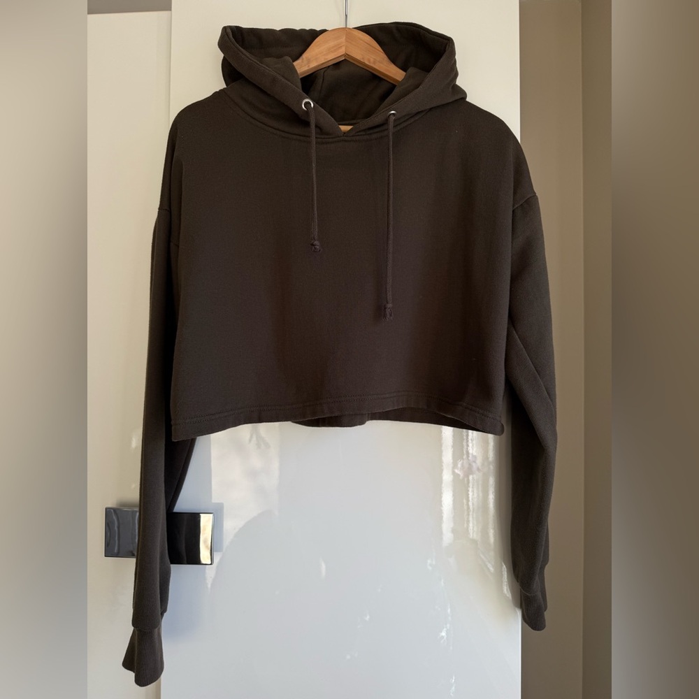 Missguided Khaki Green Cropped Hoodie